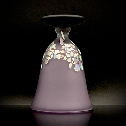 Koji Ishii: Hand-Blown Satin Glass, Silver Leaf Saika-mon Pattern, Stemmed Tasting Glass, Wine Glass #412
