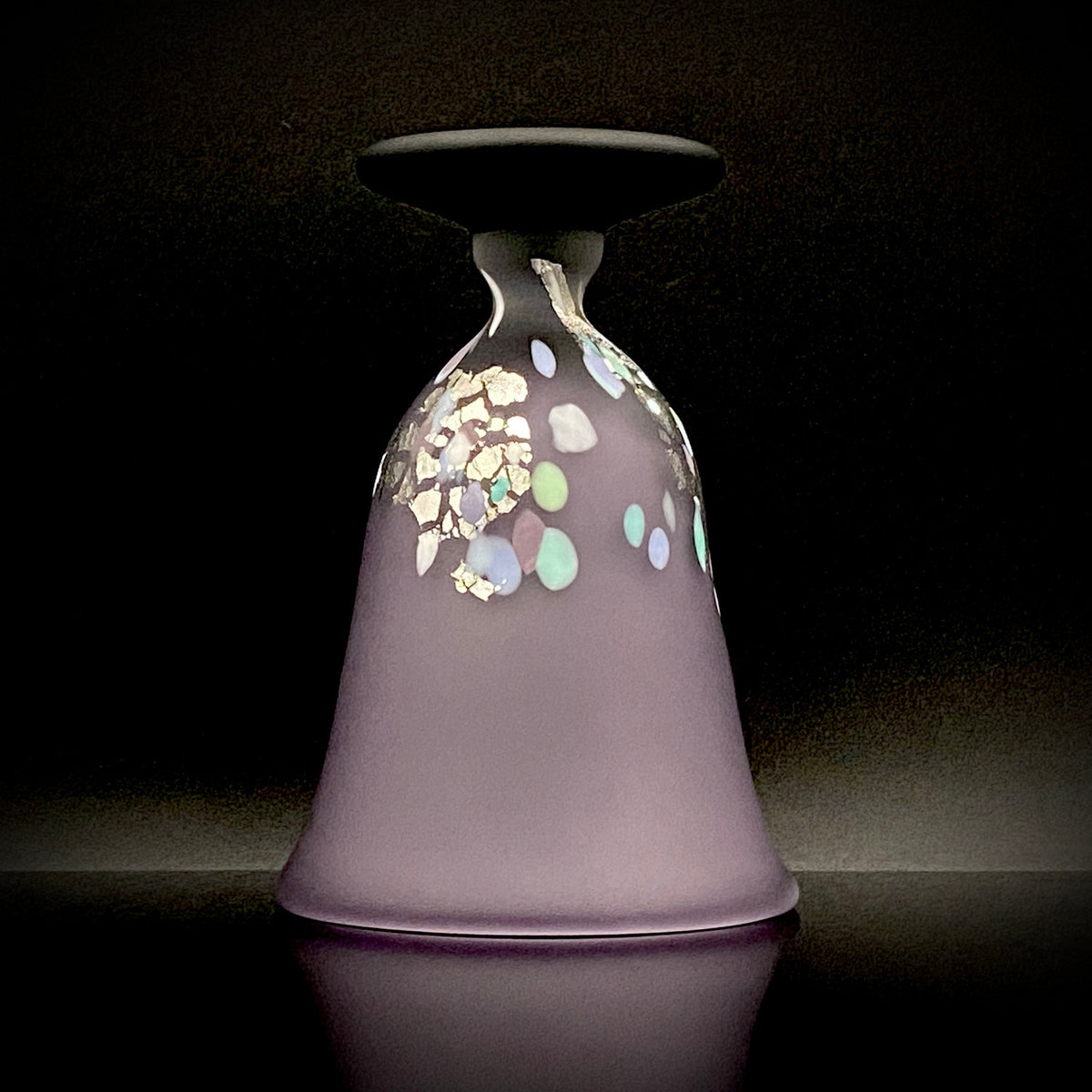 Koji Ishii: Hand-Blown Satin Glass, Silver Leaf Saika-mon Pattern, Stemmed Tasting Glass, Wine Glass #412