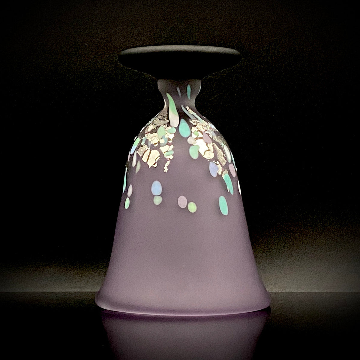 Koji Ishii: Hand-Blown Satin Glass, Silver Leaf Saika-mon Pattern, Stemmed Tasting Glass, Wine Glass #412