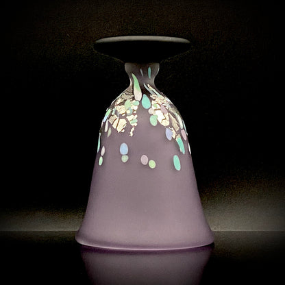 Koji Ishii: Hand-Blown Satin Glass, Silver Leaf Saika-mon Pattern, Stemmed Tasting Glass, Wine Glass #412