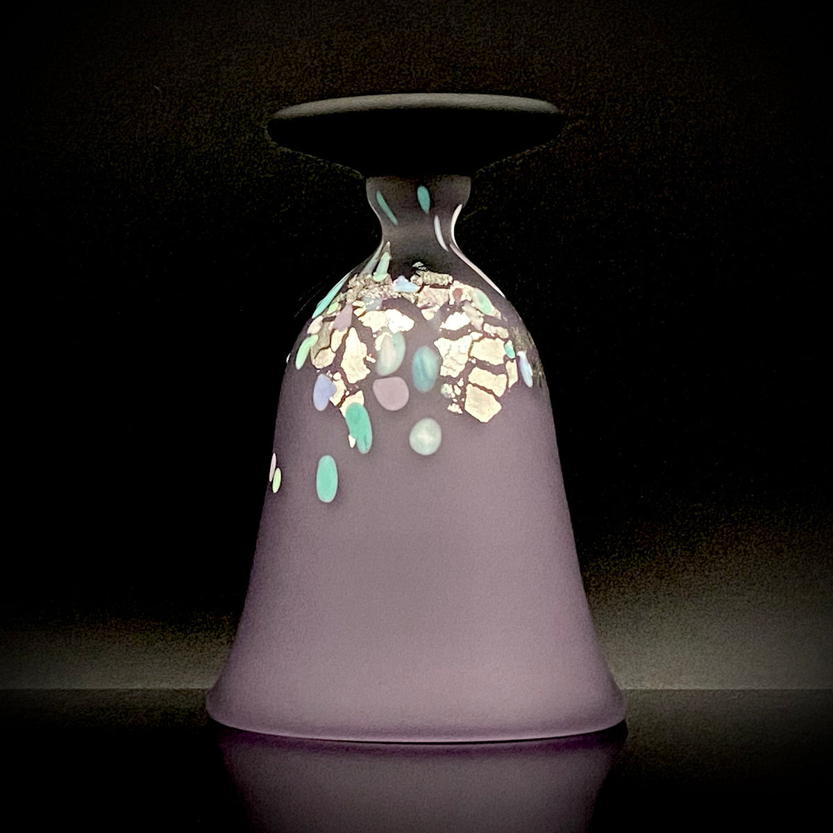 Koji Ishii: Hand-Blown Satin Glass, Silver Leaf Saika-mon Pattern, Stemmed Tasting Glass, Wine Glass #412