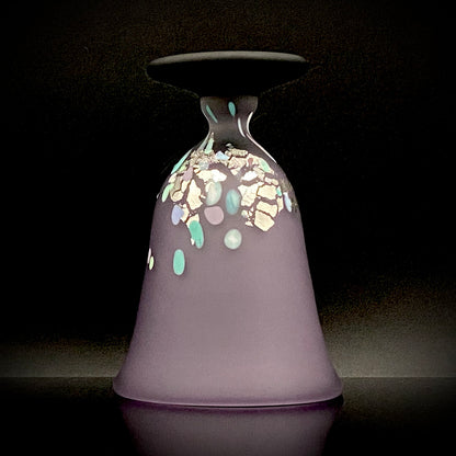 Koji Ishii: Hand-Blown Satin Glass, Silver Leaf Saika-mon Pattern, Stemmed Tasting Glass, Wine Glass #412