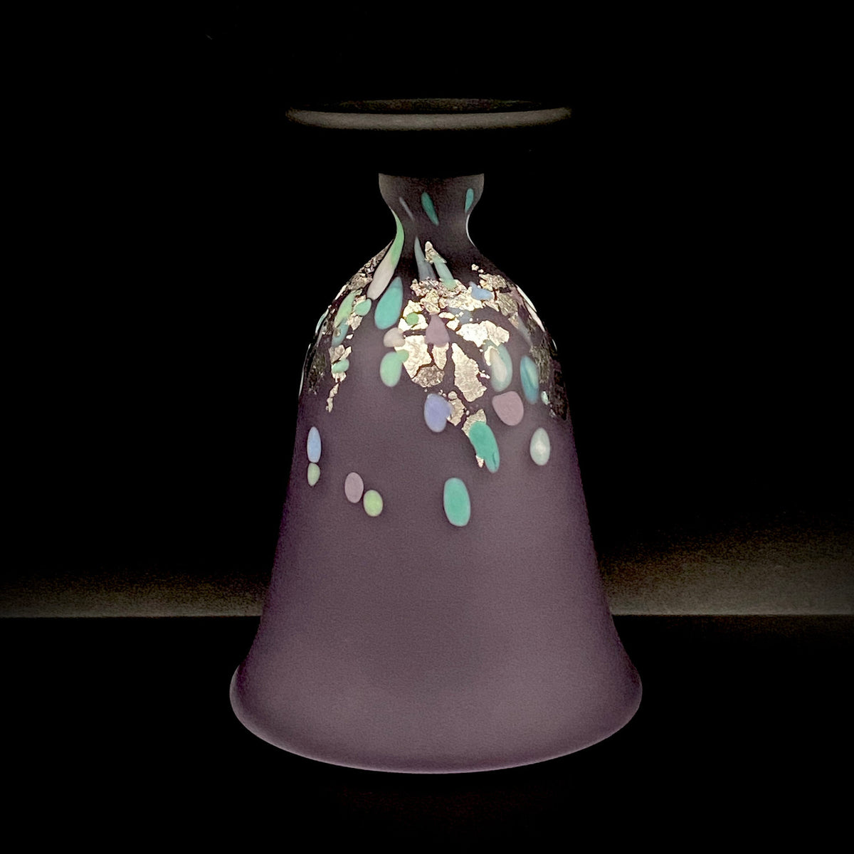 Koji Ishii: Hand-Blown Satin Glass, Silver Leaf Saika-mon Pattern, Stemmed Tasting Glass, Wine Glass #412