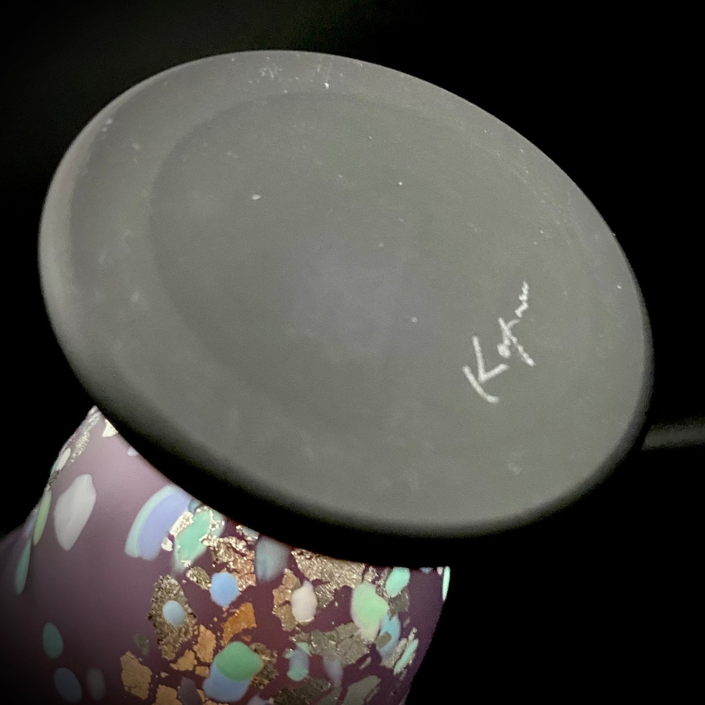 Koji Ishii: Hand-Blown Satin Glass, Silver Leaf Saika-mon Pattern, Stemmed Tasting Glass, Wine Glass #412