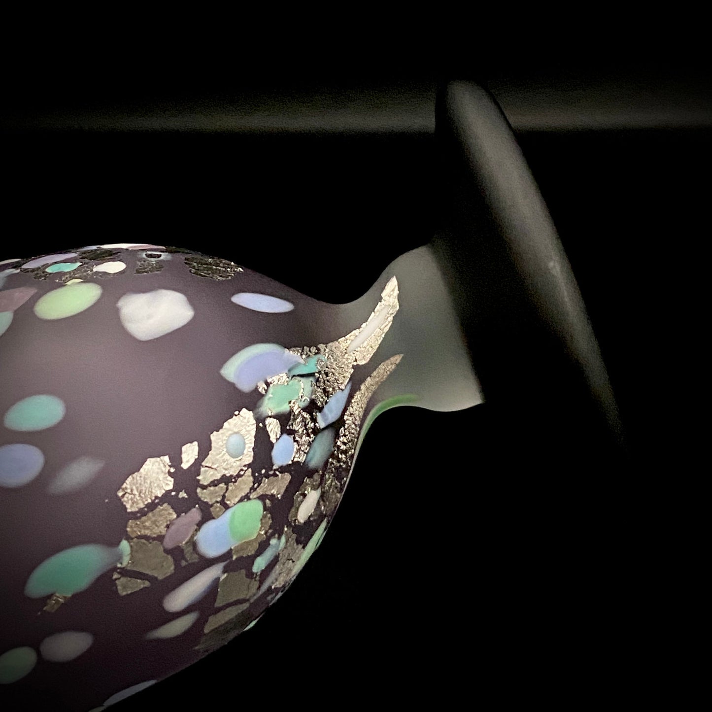 Koji Ishii: Hand-Blown Satin Glass, Silver Leaf Saika-mon Pattern, Stemmed Tasting Glass, Wine Glass #412