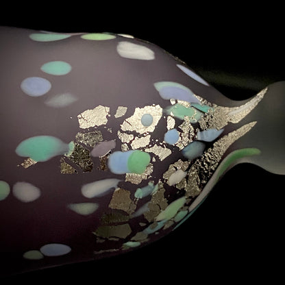 Koji Ishii: Hand-Blown Satin Glass, Silver Leaf Saika-mon Pattern, Stemmed Tasting Glass, Wine Glass #412