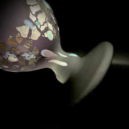 Koji Ishii: Hand-Blown Satin Glass, Silver Leaf Saika-mon Pattern, Stemmed Tasting Glass, Wine Glass #412
