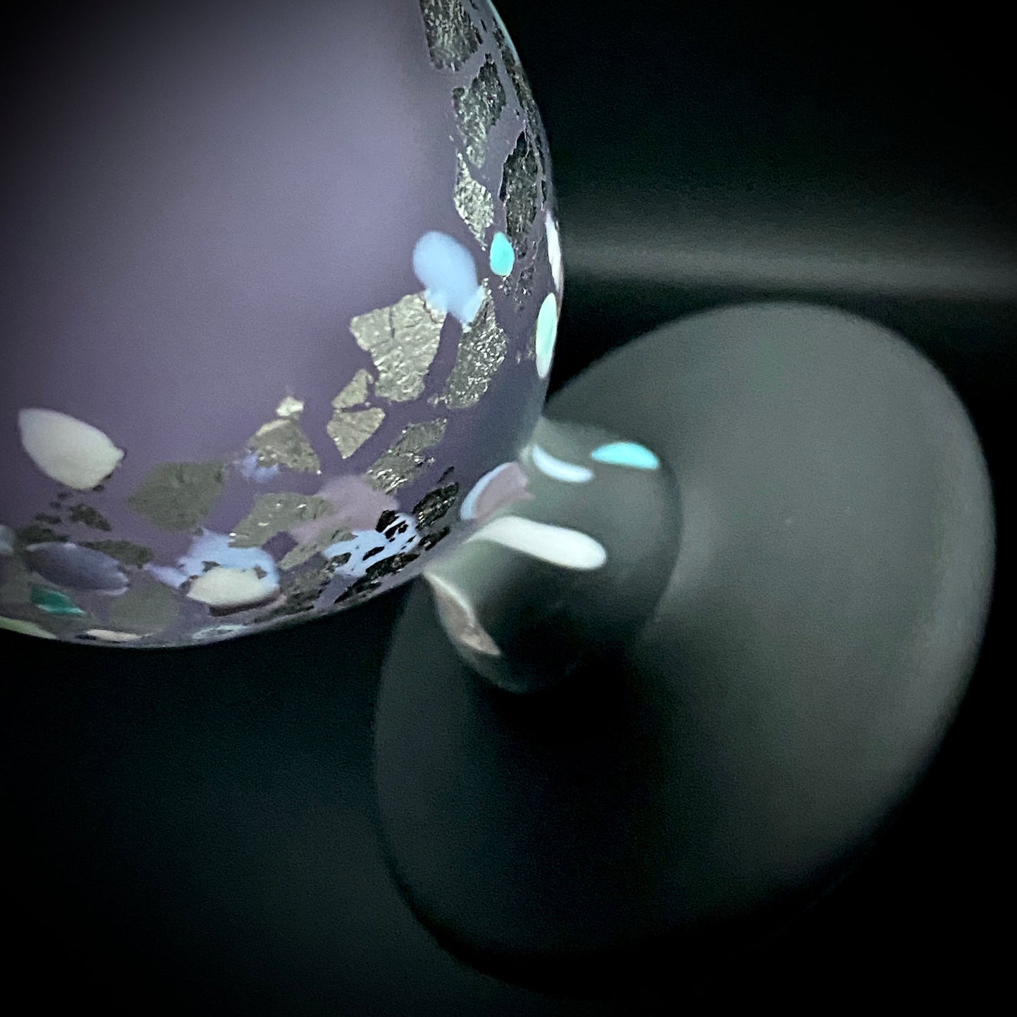 Koji Ishii: Hand-Blown Satin Glass, Silver Leaf Saika-mon Pattern, Stemmed Tasting Glass, Wine Glass #412