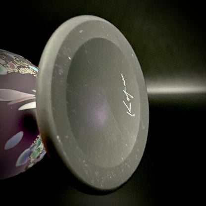 Koji Ishii: Hand-Blown Satin Glass, Silver Leaf Saika-mon Pattern, Stemmed Tasting Glass, Wine Glass #412