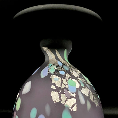 Koji Ishii: Hand-Blown Satin Glass, Silver Leaf Saika-mon Pattern, Stemmed Tasting Glass, Wine Glass #412