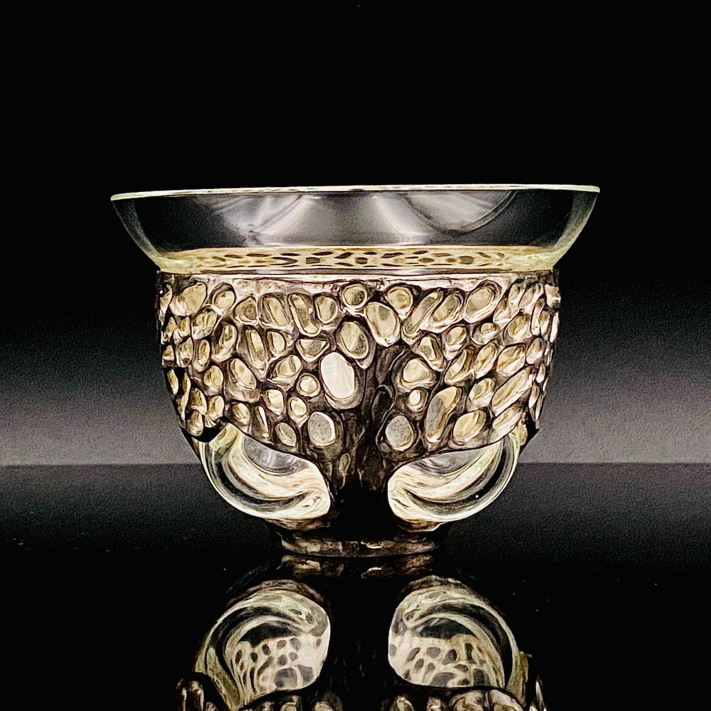 人間国宝 北村 眞一 最高傑作 蝋型鋳銀 吹込硝子 盃１点 #87