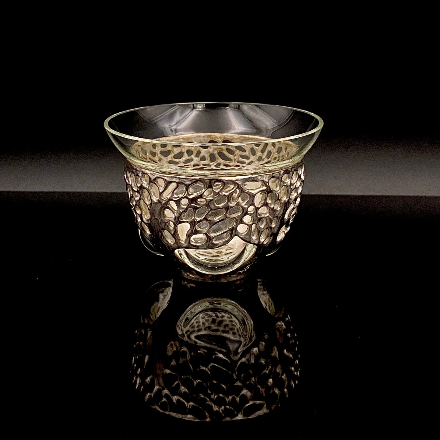 人間国宝 北村 眞一 最高傑作 蝋型鋳銀 吹込硝子 盃１点 #87