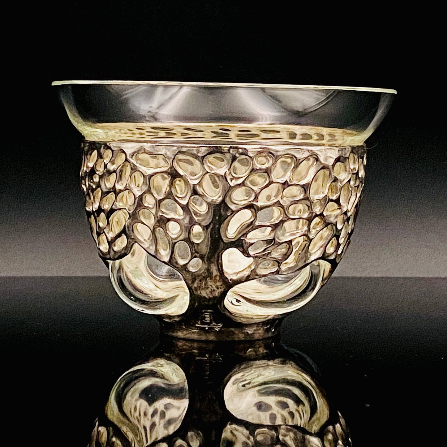人間国宝 北村 眞一 最高傑作 蝋型鋳銀 吹込硝子 盃１点 #87