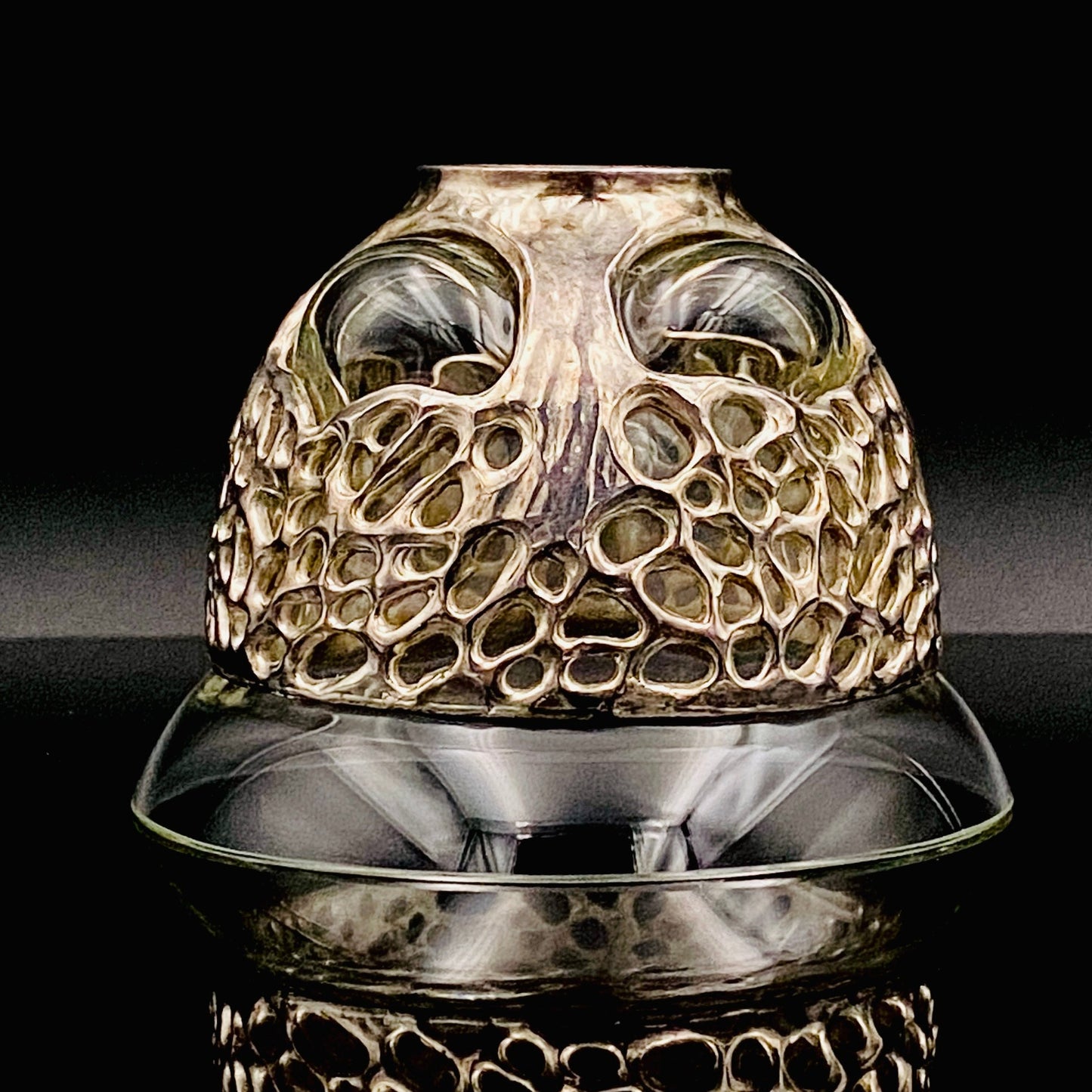 人間国宝 北村 眞一 最高傑作 蝋型鋳銀 吹込硝子 盃１点 #87