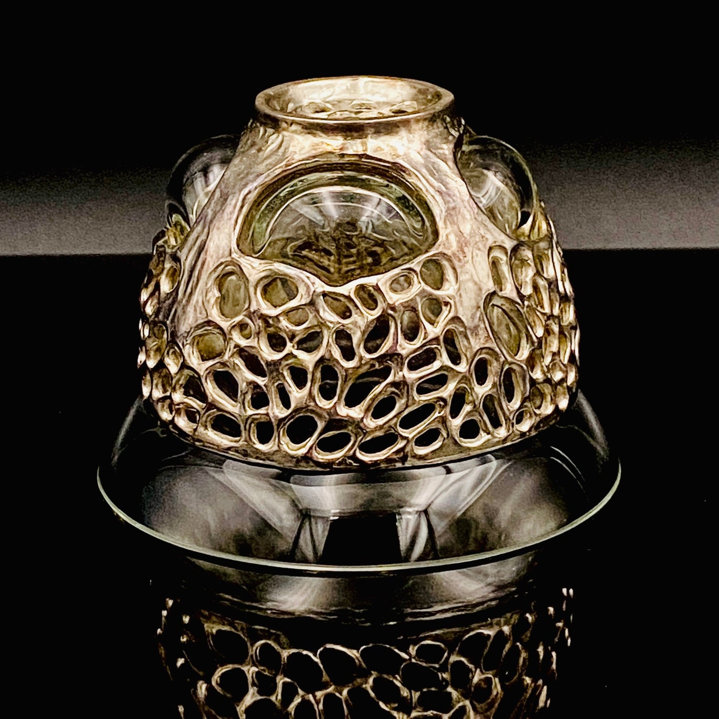 人間国宝 北村 眞一 最高傑作 蝋型鋳銀 吹込硝子 盃１点 #87