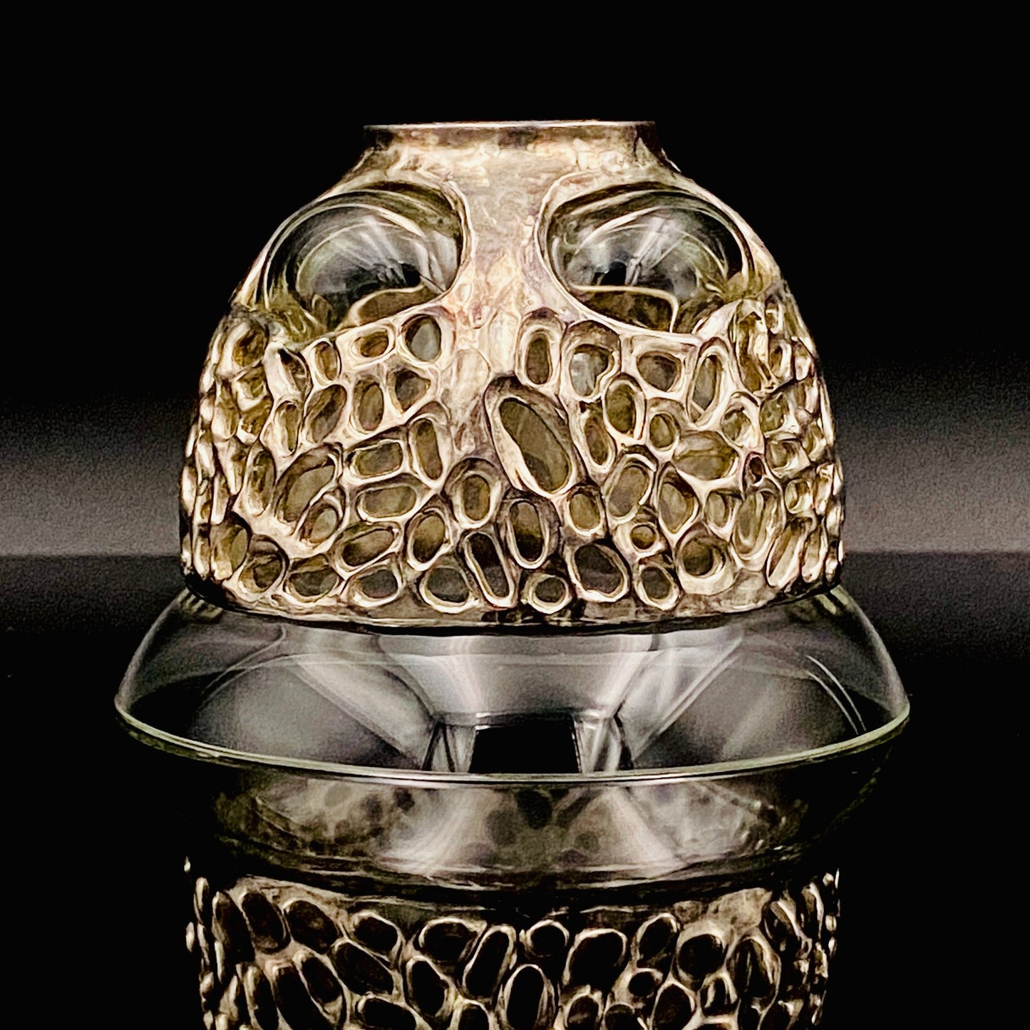 人間国宝 北村 眞一 最高傑作 蝋型鋳銀 吹込硝子 盃１点 #87