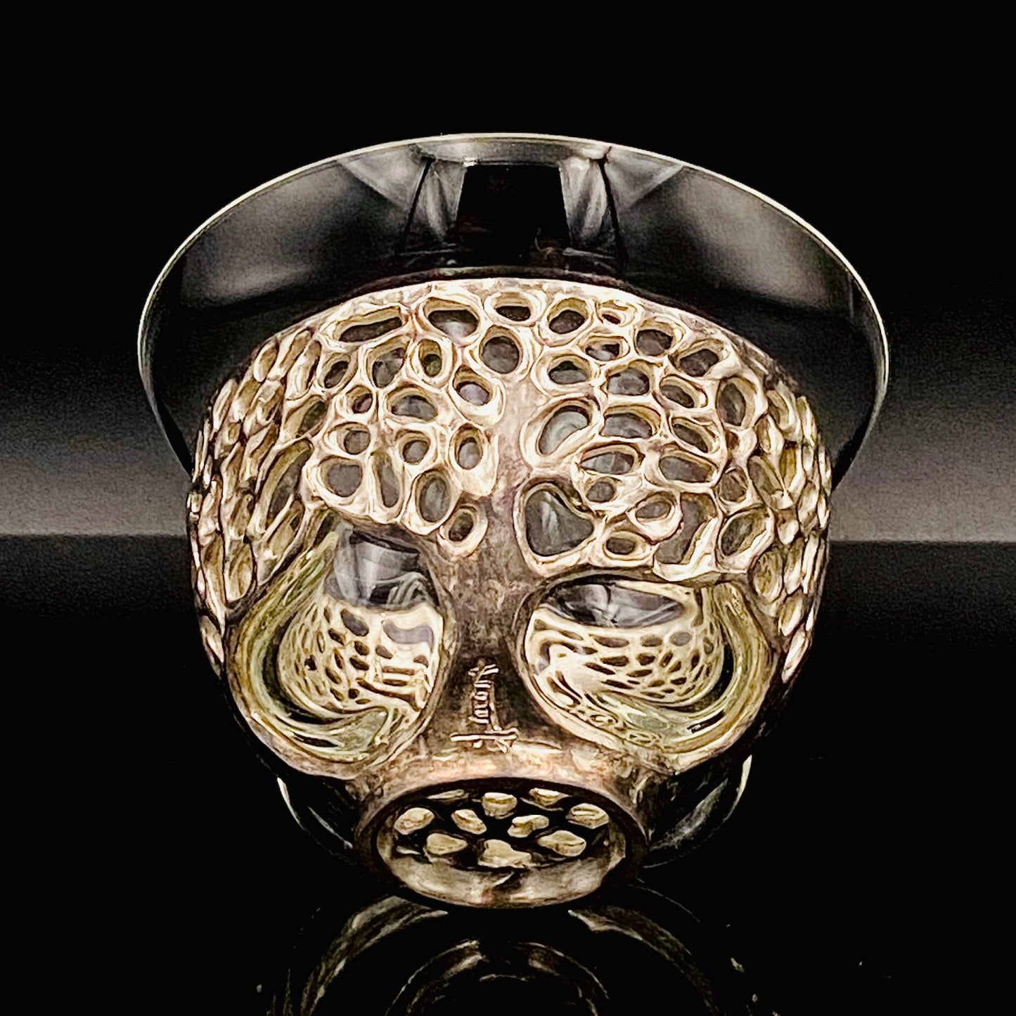 人間国宝 北村 眞一 最高傑作 蝋型鋳銀 吹込硝子 盃１点 #87