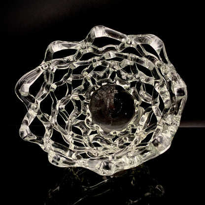 Father of Modern Japanese Glass Art, Master Toshichi Iwata - Glass Network Flower Vase, Glass Network Vase, Fruit Basket, Candle Holder #433