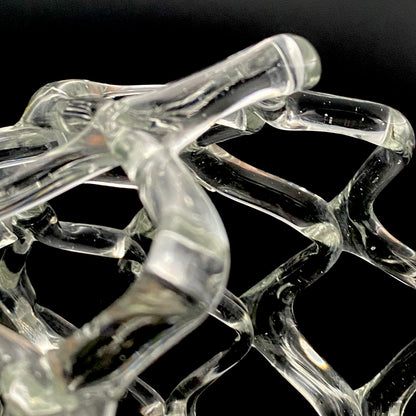Father of Modern Japanese Glass Art, Master Toshichi Iwata - Glass Network Flower Vase, Glass Network Vase, Fruit Basket, Candle Holder #433