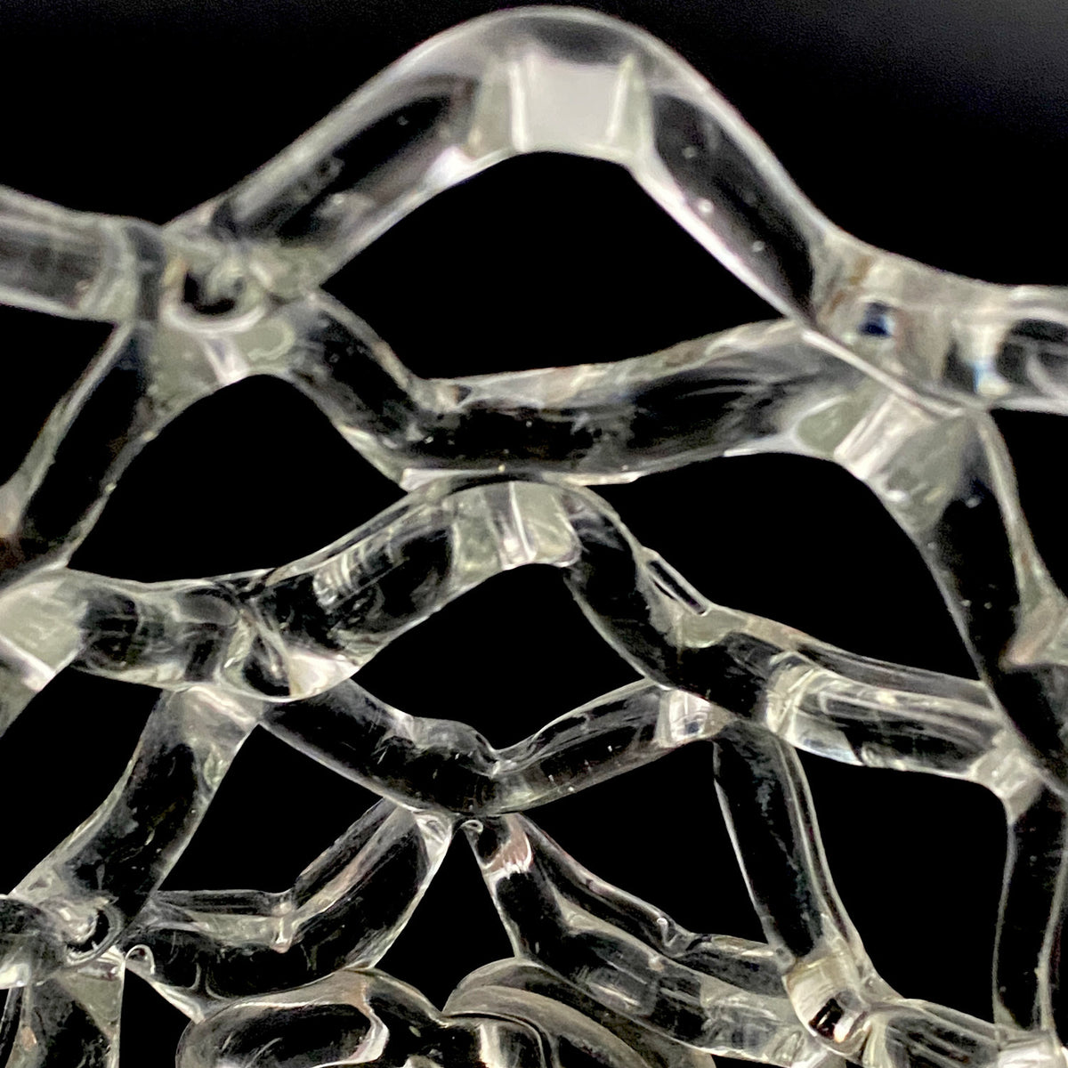 Father of Modern Japanese Glass Art, Master Toshichi Iwata - Glass Network Flower Vase, Glass Network Vase, Fruit Basket, Candle Holder #433