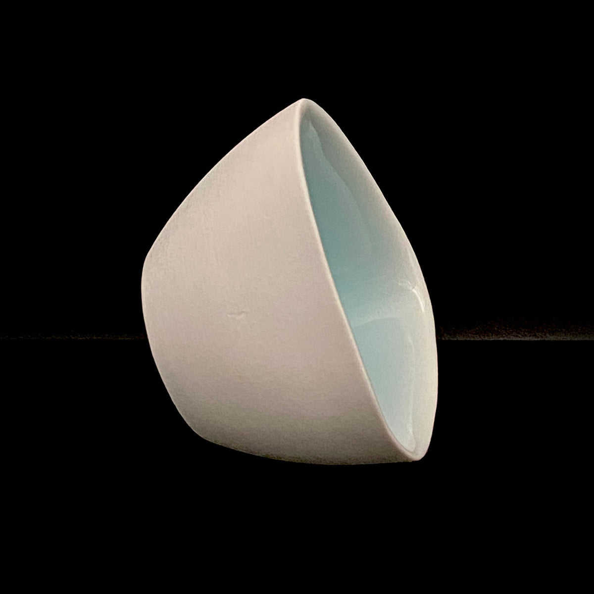 Metropolitan Museum of Art Collection Artist, Japan Ceramic Art Exhibition Grand Prix Winner: Shigekazu Nagae - "Form of Otsumi" Celadon Glazed Porcelain Covered Sake Vessel, Japanese Shot Glass, Made in 2014 #432