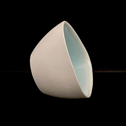 Metropolitan Museum of Art Collection Artist, Japan Ceramic Art Exhibition Grand Prix Winner: Shigekazu Nagae - "Form of Otsumi" Celadon Glazed Porcelain Covered Sake Vessel, Japanese Shot Glass, Made in 2014 #432