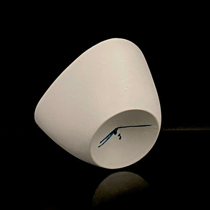 Metropolitan Museum of Art Collection Artist, Japan Ceramic Art Exhibition Grand Prix Winner: Shigekazu Nagae - "Form of Otsumi" Celadon Glazed Porcelain Covered Sake Vessel, Japanese Shot Glass, Made in 2014 #432
