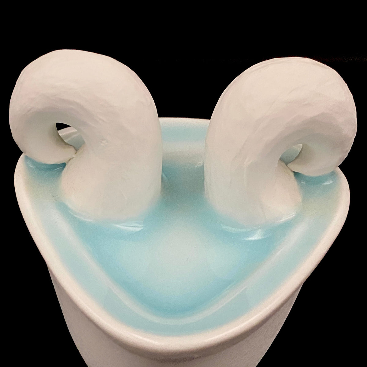 Metropolitan Museum of Art Collection Artist, Japan Ceramic Art Exhibition Grand Prix Winner: Shigekazu Nagae - "Form of Otsumi" Celadon Glazed Porcelain Covered Sake Vessel, Japanese Shot Glass, Made in 2014 #432