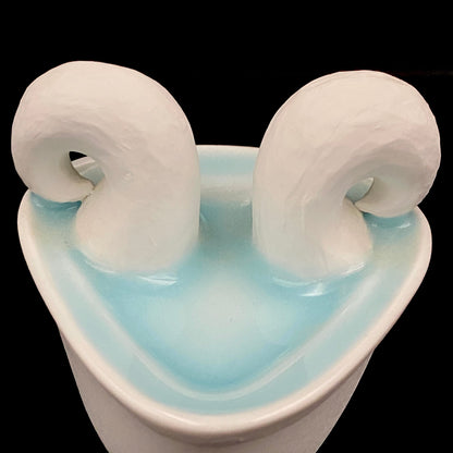 Metropolitan Museum of Art Collection Artist, Japan Ceramic Art Exhibition Grand Prix Winner: Shigekazu Nagae - "Form of Otsumi" Celadon Glazed Porcelain Covered Sake Vessel, Japanese Shot Glass, Made in 2014 #432