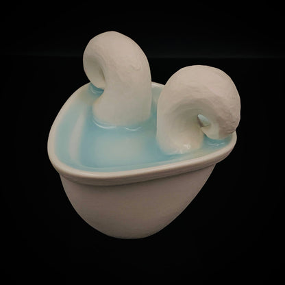 Metropolitan Museum of Art Collection Artist, Japan Ceramic Art Exhibition Grand Prix Winner: Shigekazu Nagae - "Form of Otsumi" Celadon Glazed Porcelain Covered Sake Vessel, Japanese Shot Glass, Made in 2014 #432