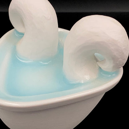 Metropolitan Museum of Art Collection Artist, Japan Ceramic Art Exhibition Grand Prix Winner: Shigekazu Nagae - "Form of Otsumi" Celadon Glazed Porcelain Covered Sake Vessel, Japanese Shot Glass, Made in 2014 #432