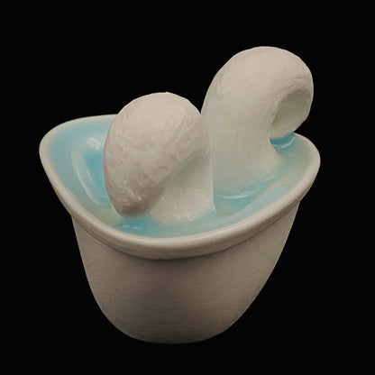 Metropolitan Museum of Art Collection Artist, Japan Ceramic Art Exhibition Grand Prix Winner: Shigekazu Nagae - "Form of Otsumi" Celadon Glazed Porcelain Covered Sake Vessel, Japanese Shot Glass, Made in 2014 #432