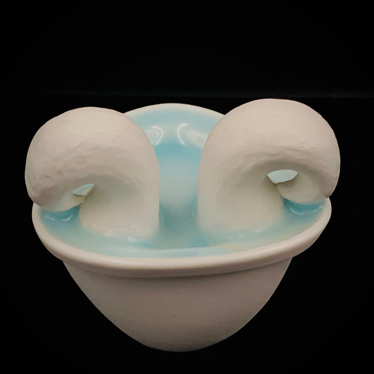 Metropolitan Museum of Art Collection Artist, Japan Ceramic Art Exhibition Grand Prix Winner: Shigekazu Nagae - "Form of Otsumi" Celadon Glazed Porcelain Covered Sake Vessel, Japanese Shot Glass, Made in 2014 #432