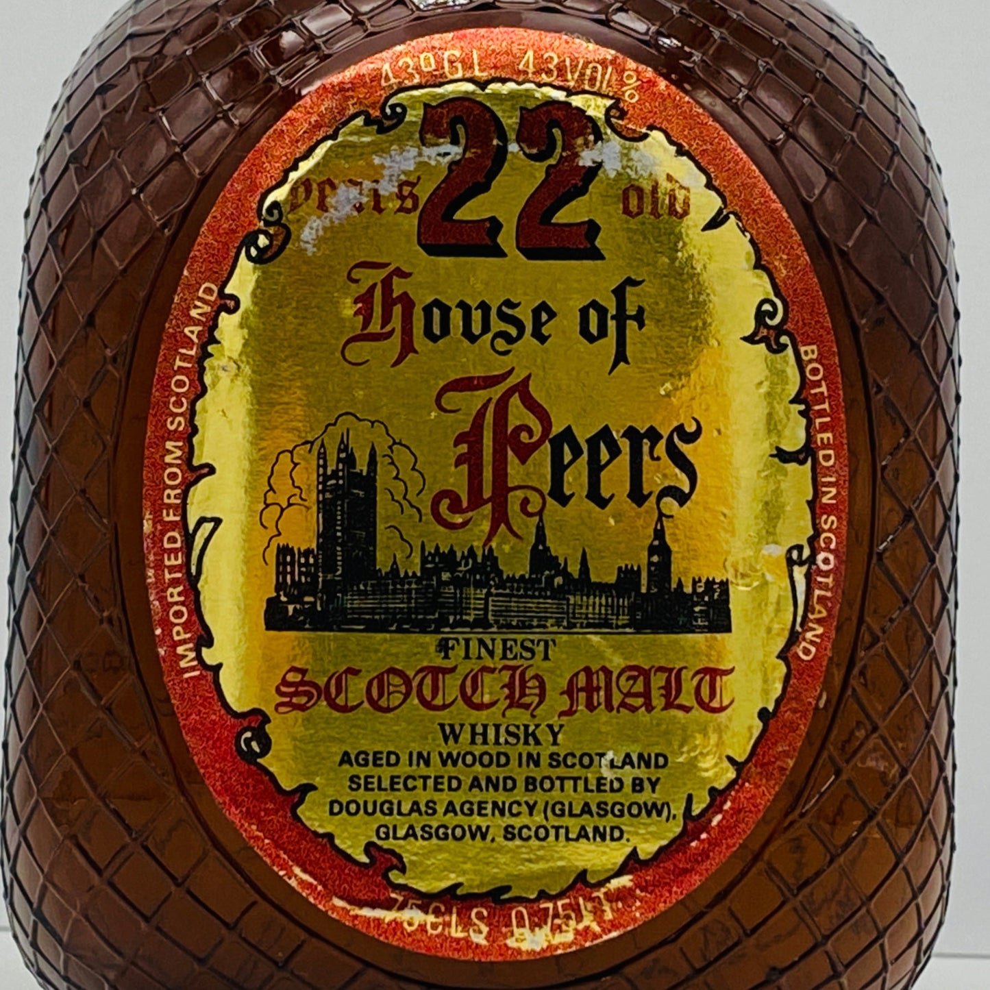 1980年代流通、ハウスオブピアーズ（House of Peers）22年、スコッチモルトウィスキー、750ml, 43% #91