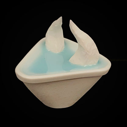 Metropolitan Museum of Art Collection Artist, Japan Ceramic Art Exhibition Grand Prix Winner: Shigekazu Nagae - "Form of Tsuchinoto-Ushi" Celadon Glazed Porcelain Covered Sake Vessel, Japanese Shot Glass, Made in 2008 #388