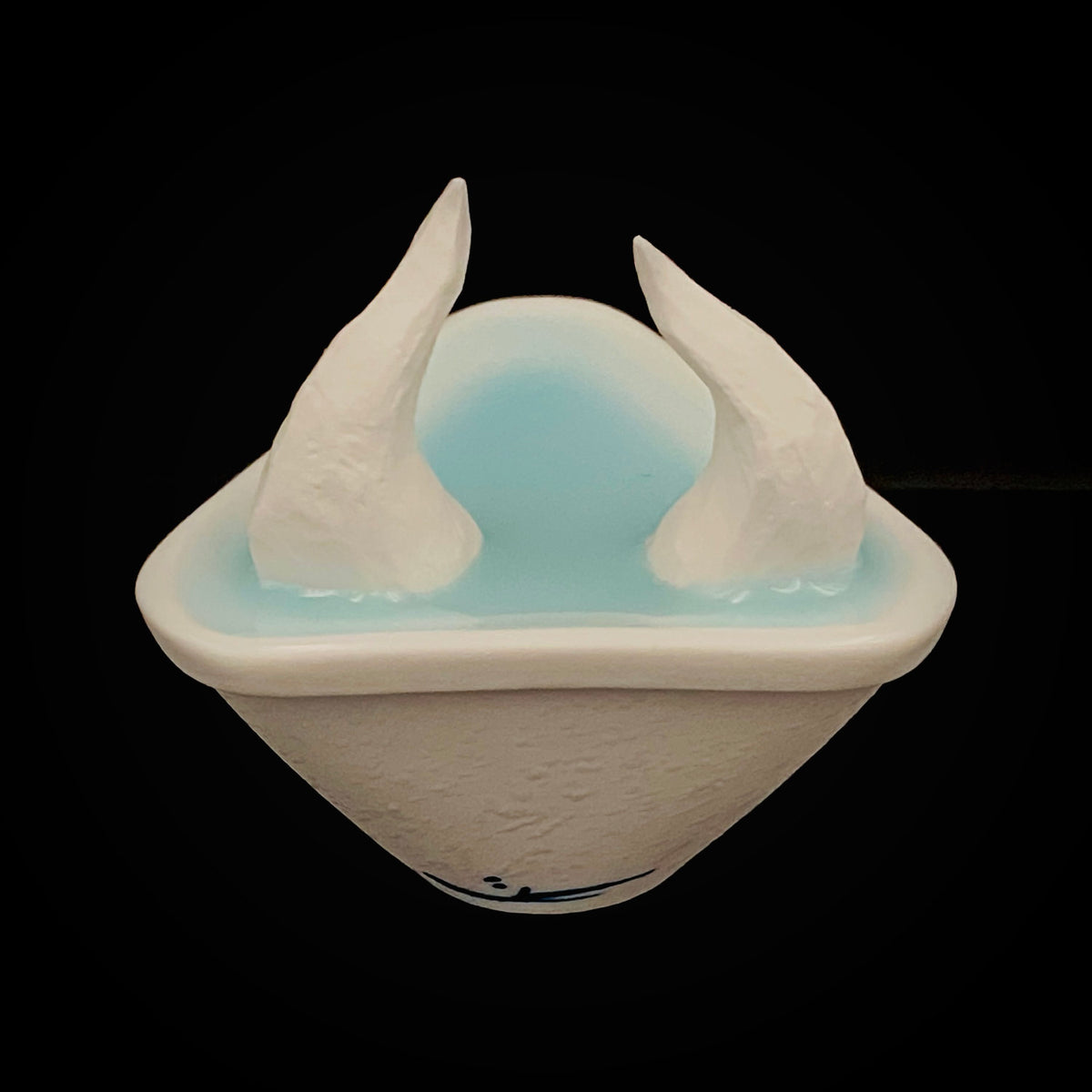 Metropolitan Museum of Art Collection Artist, Japan Ceramic Art Exhibition Grand Prix Winner: Shigekazu Nagae - "Form of Tsuchinoto-Ushi" Celadon Glazed Porcelain Covered Sake Vessel, Japanese Shot Glass, Made in 2008 #388