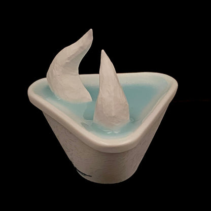 Metropolitan Museum of Art Collection Artist, Japan Ceramic Art Exhibition Grand Prix Winner: Shigekazu Nagae - "Form of Tsuchinoto-Ushi" Celadon Glazed Porcelain Covered Sake Vessel, Japanese Shot Glass, Made in 2008 #388