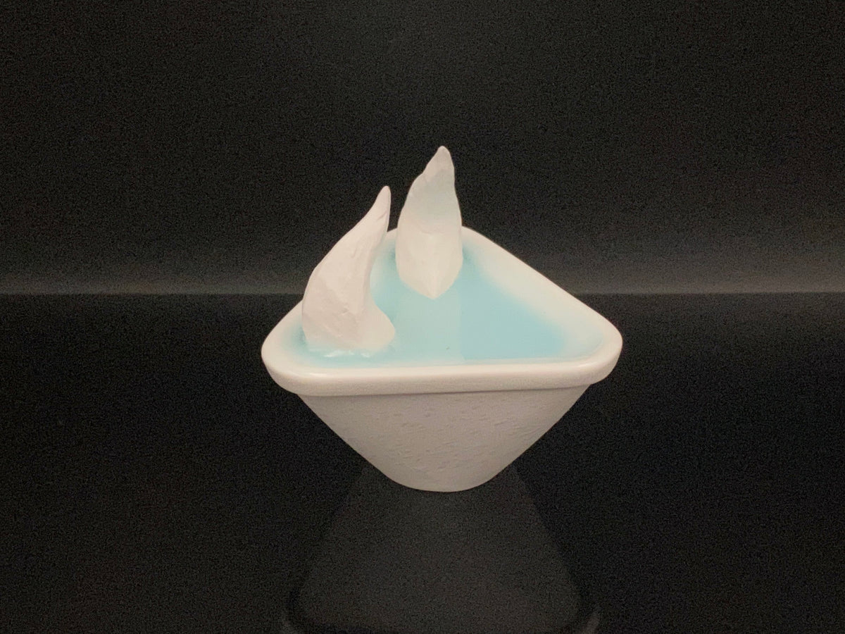 Metropolitan Museum of Art Collection Artist, Japan Ceramic Art Exhibition Grand Prix Winner: Shigekazu Nagae - "Form of Tsuchinoto-Ushi" Celadon Glazed Porcelain Covered Sake Vessel, Japanese Shot Glass, Made in 2008 #388