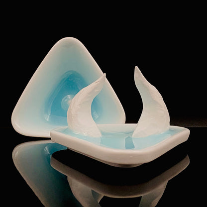 Metropolitan Museum of Art Collection Artist, Japan Ceramic Art Exhibition Grand Prix Winner: Shigekazu Nagae - "Form of Tsuchinoto-Ushi" Celadon Glazed Porcelain Covered Sake Vessel, Japanese Shot Glass, Made in 2008 #388