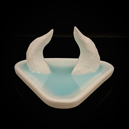 Metropolitan Museum of Art Collection Artist, Japan Ceramic Art Exhibition Grand Prix Winner: Shigekazu Nagae - "Form of Tsuchinoto-Ushi" Celadon Glazed Porcelain Covered Sake Vessel, Japanese Shot Glass, Made in 2008 #388