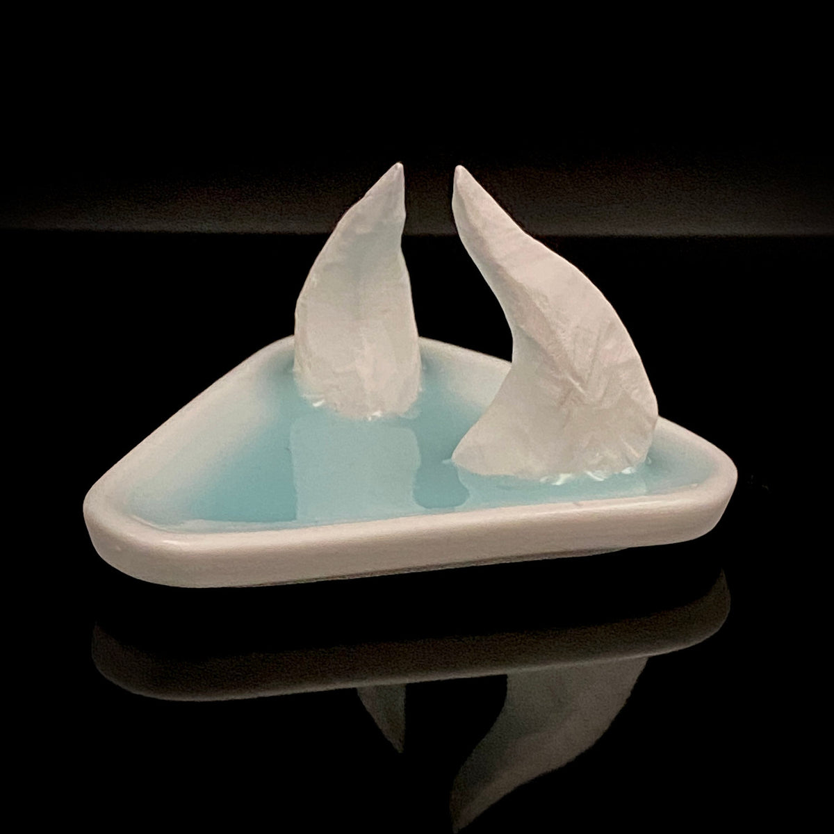 Metropolitan Museum of Art Collection Artist, Japan Ceramic Art Exhibition Grand Prix Winner: Shigekazu Nagae - "Form of Tsuchinoto-Ushi" Celadon Glazed Porcelain Covered Sake Vessel, Japanese Shot Glass, Made in 2008 #388