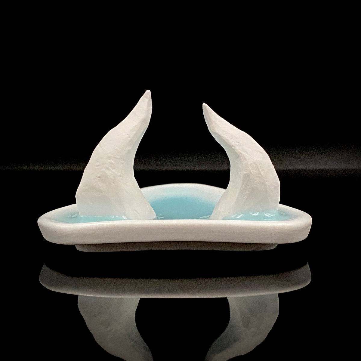 Metropolitan Museum of Art Collection Artist, Japan Ceramic Art Exhibition Grand Prix Winner: Shigekazu Nagae - "Form of Tsuchinoto-Ushi" Celadon Glazed Porcelain Covered Sake Vessel, Japanese Shot Glass, Made in 2008 #388