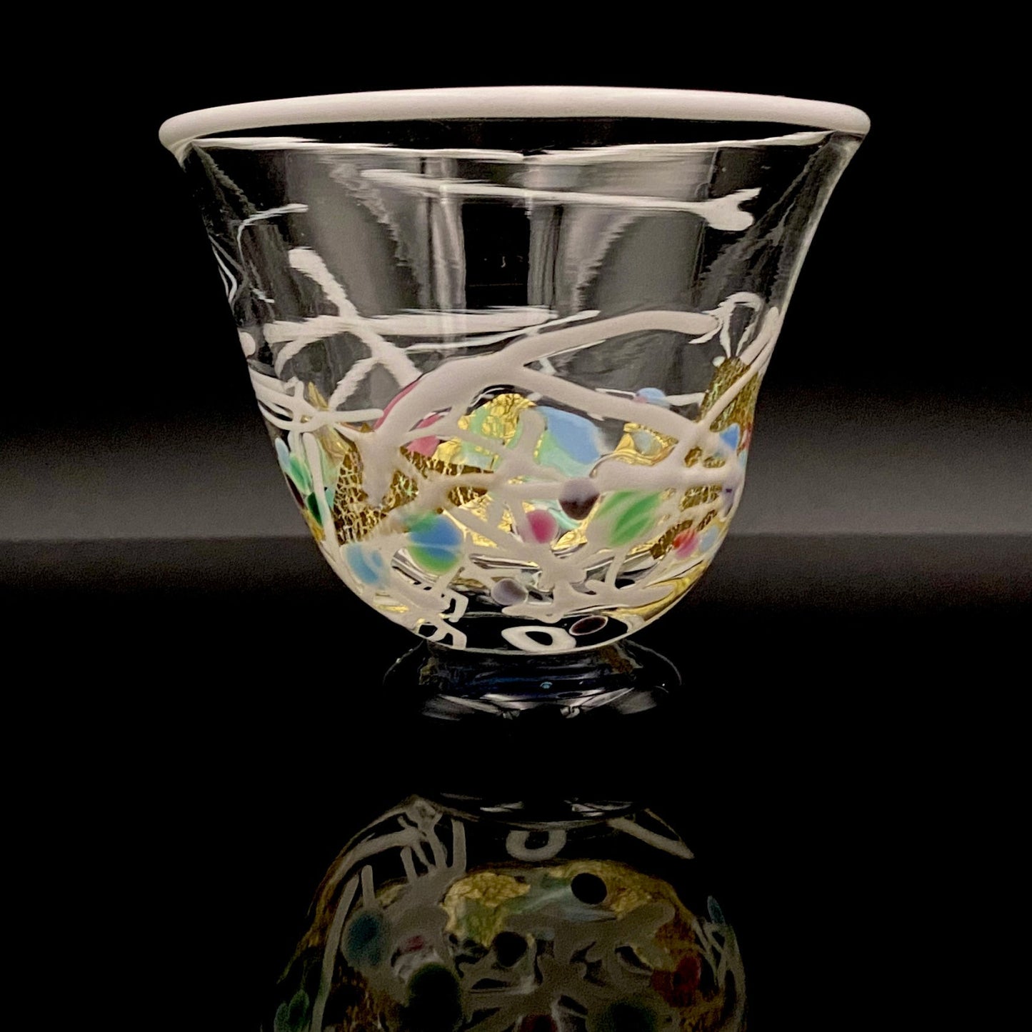 石井 康治 作 手吹き硝子 白硝子 海月 クラゲ #94