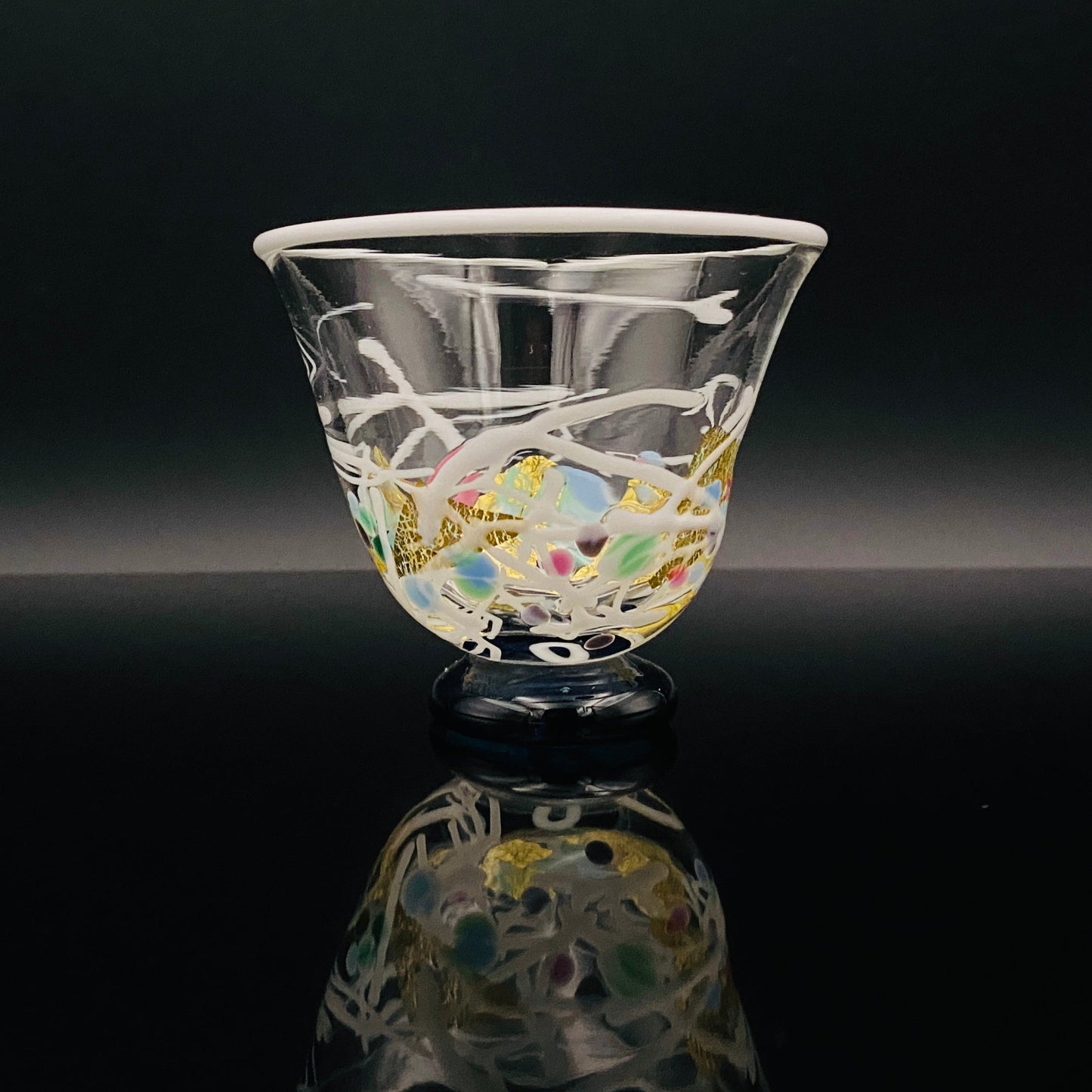 石井 康治 作 手吹き硝子 白硝子 海月 クラゲ #94