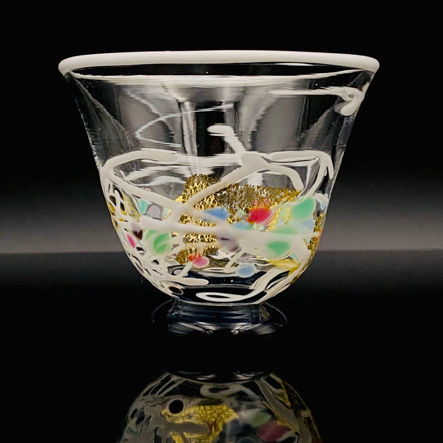 石井 康治 作 手吹き硝子 白硝子 海月 クラゲ #94