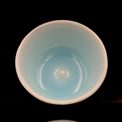 Metropolitan Museum of Art Collection Artist, Japan Ceramic Art Exhibition Grand Prix Winner: Shigekazu Nagae - "Form of Tsuchinoto-Ne" Celadon Glazed Porcelain Covered Sake Vessel, Japanese Shot Glass, Made in 2007 #387