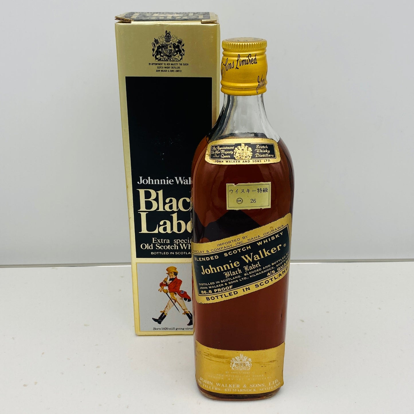 1970年代前半流通、ジョニーウォーカー ブラックラベル 86.8PROOF 4/5QUART #95