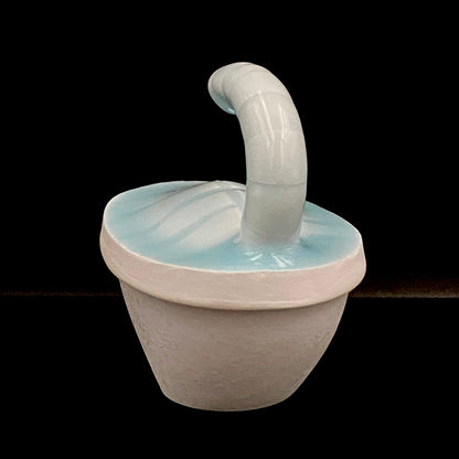 Metropolitan Museum of Art Collection Artist, Japan Ceramic Art Exhibition Grand Prix Winner: Shigekazu Nagae - "Form of Kanoe-Tora" Celadon Glazed Porcelain Covered Sake Vessel, Japanese Shot Glass, Made in 2009 #389