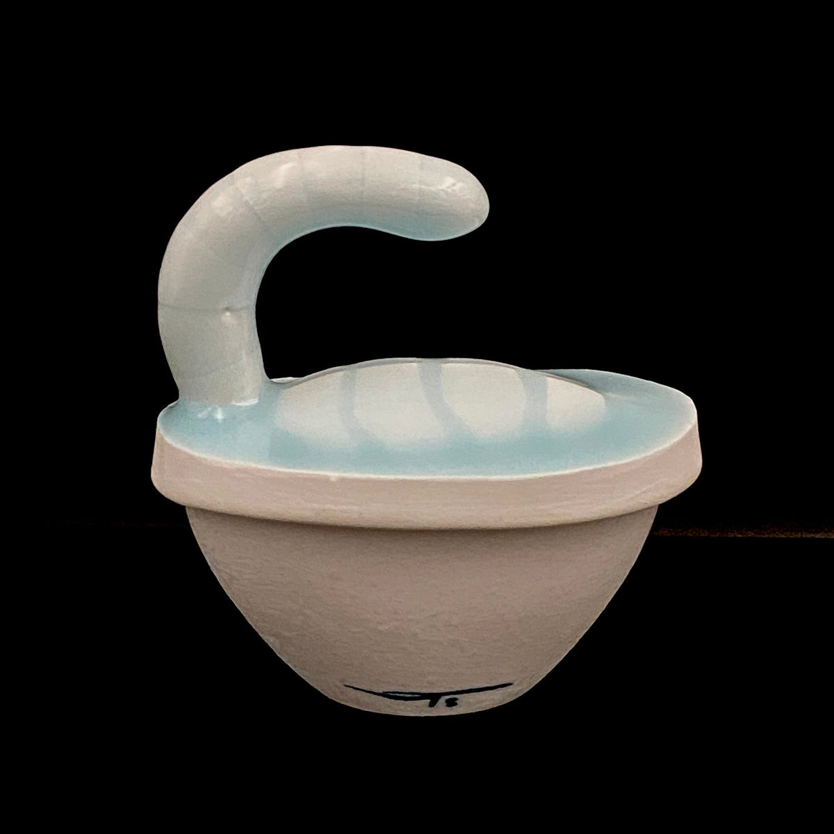 Metropolitan Museum of Art Collection Artist, Japan Ceramic Art Exhibition Grand Prix Winner: Shigekazu Nagae - "Form of Kanoe-Tora" Celadon Glazed Porcelain Covered Sake Vessel, Japanese Shot Glass, Made in 2009 #389