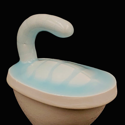 Metropolitan Museum of Art Collection Artist, Japan Ceramic Art Exhibition Grand Prix Winner: Shigekazu Nagae - "Form of Kanoe-Tora" Celadon Glazed Porcelain Covered Sake Vessel, Japanese Shot Glass, Made in 2009 #389